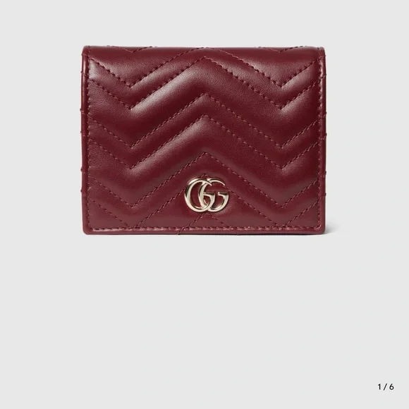 Gucci Quilted Chevron Mini Wallet - Deep Maroon with Gold Hardware - Picture 4 of 8
